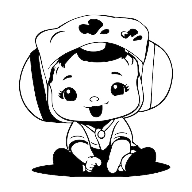 Cute little boy wearing a chef hat Vector illustration design