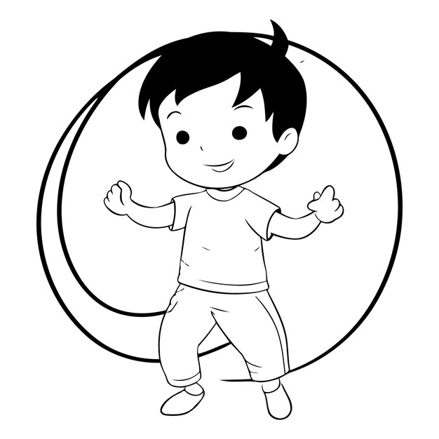 Vector cute little boy in white tshirt vector cartoon illustration