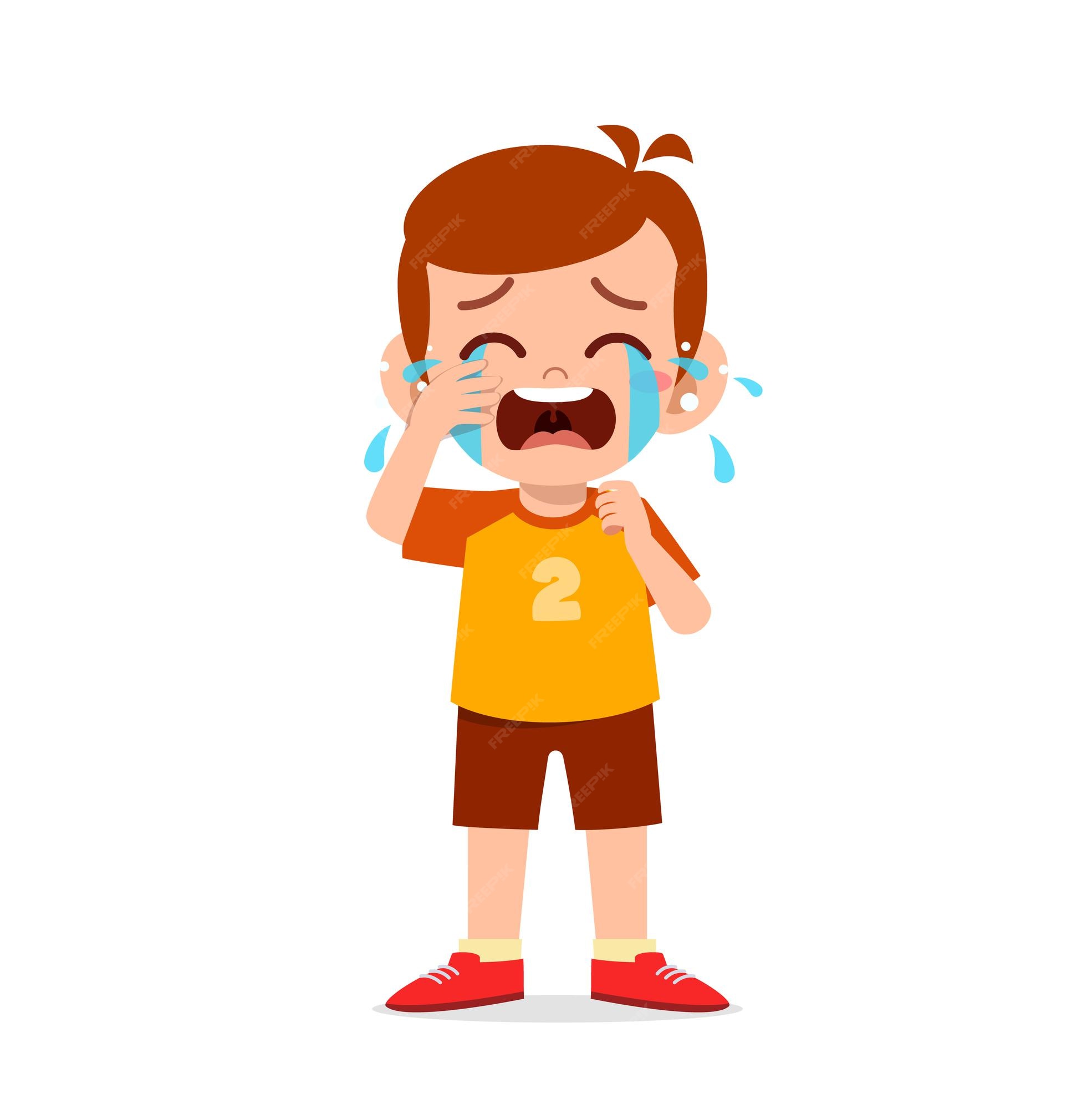 Premium Vector | Cute little boy with crying and tantrum expression