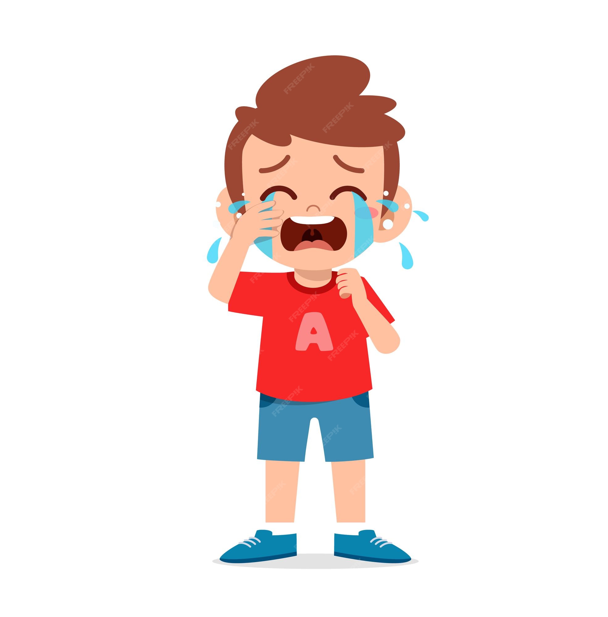 Premium Vector | Cute little boy with crying and tantrum expression