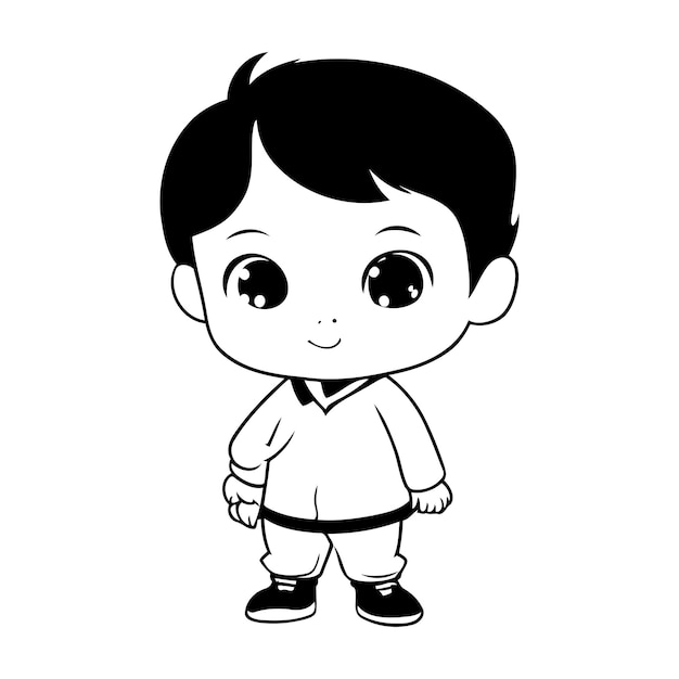 cute little boy with t shirt cartoon vector illustration graphic design