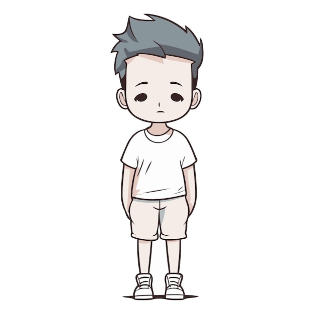 Vector cute little boy with tshirt and shorts vector illustration design