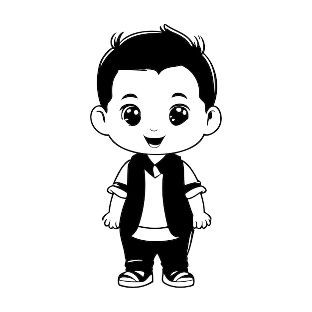 cute little boy with tuxedo cartoon vector illustration graphic design