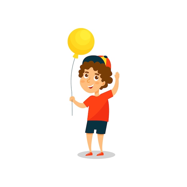 Cute little boy with yellow balloon vector Illustration isolated on a white background