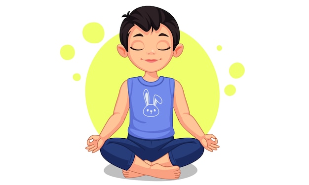 Cute little boy in yoga pose illustration