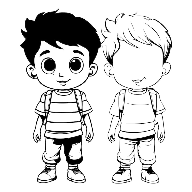 Vector cute little boys cartoon vector illustration graphic design vector illustration graphic design
