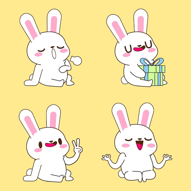 Cute little bunny drawing cartoon rabbit sticker