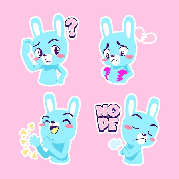 Cute little bunny drawing cartoon rabbit sticker