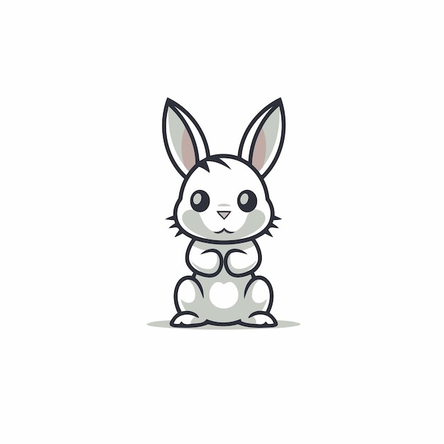 Cute little bunny Vector illustration Isolated on white background