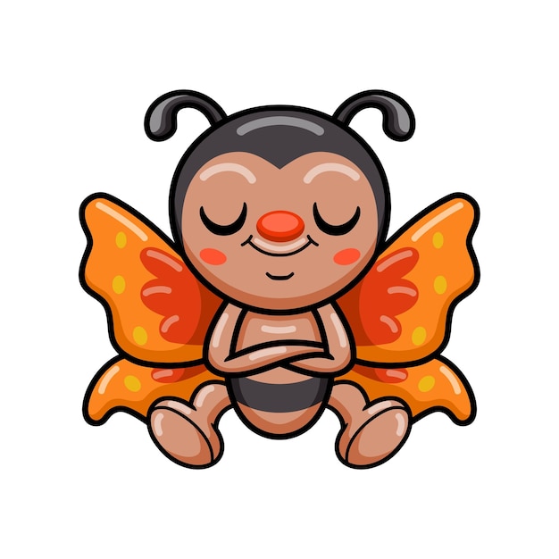 Cute little butterfly cartoon sitting