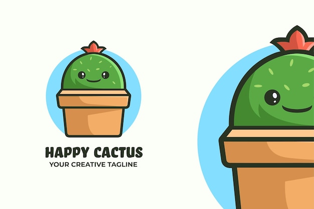 Simpatica mascotte con logo pianta di cactus ca