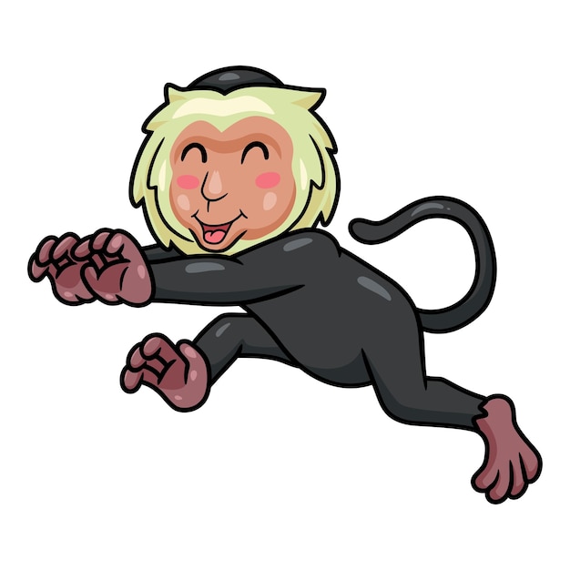 Cute little capuchin monkey cartoon running