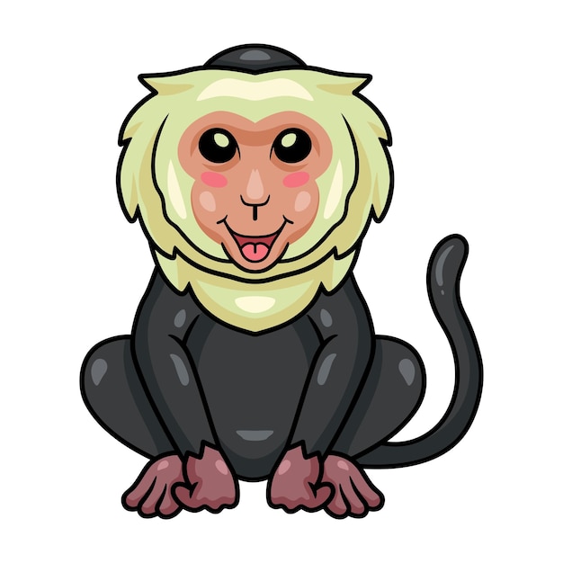 Vector cute little capuchin monkey cartoon