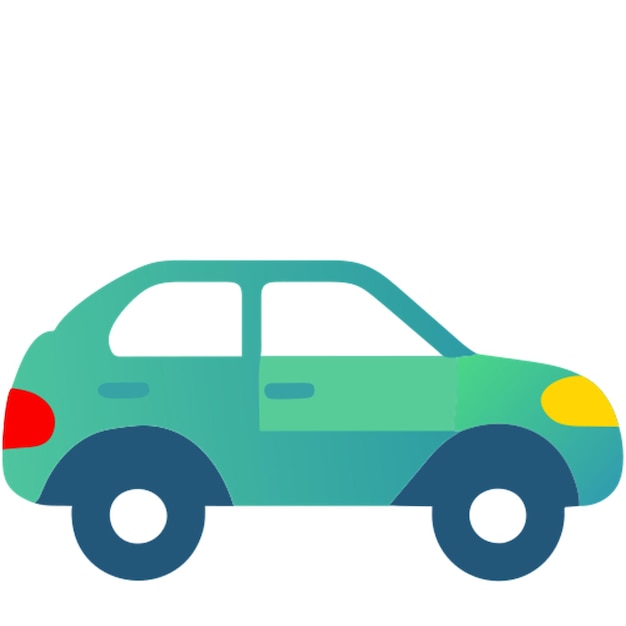 Vettore piccola macchina carina con sfondo trasparente vista laterale guida a sinistra icona forme colorate