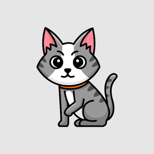 cute little cat cartoon illustration isolated