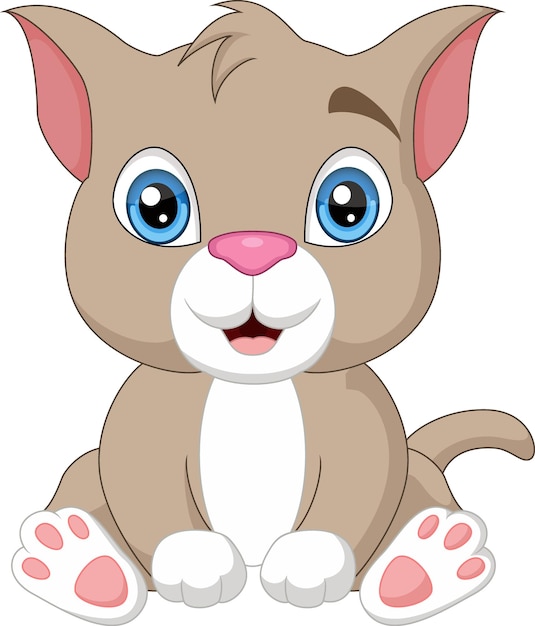 Cute little cat cartoon sitting