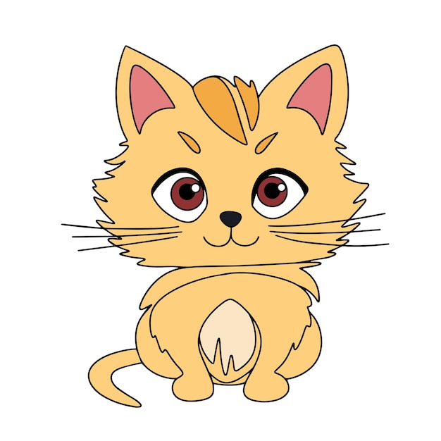 Cute little cat in doodle style vector illustration