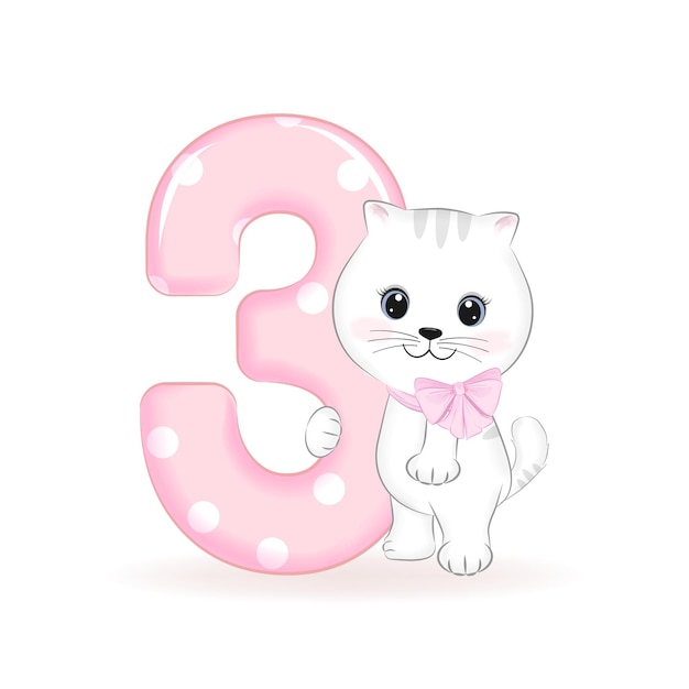 귀여운 고양이, 생일 축하해요 3살