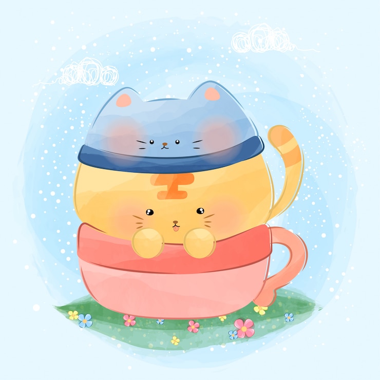 Vector マグカップでかわいい猫
