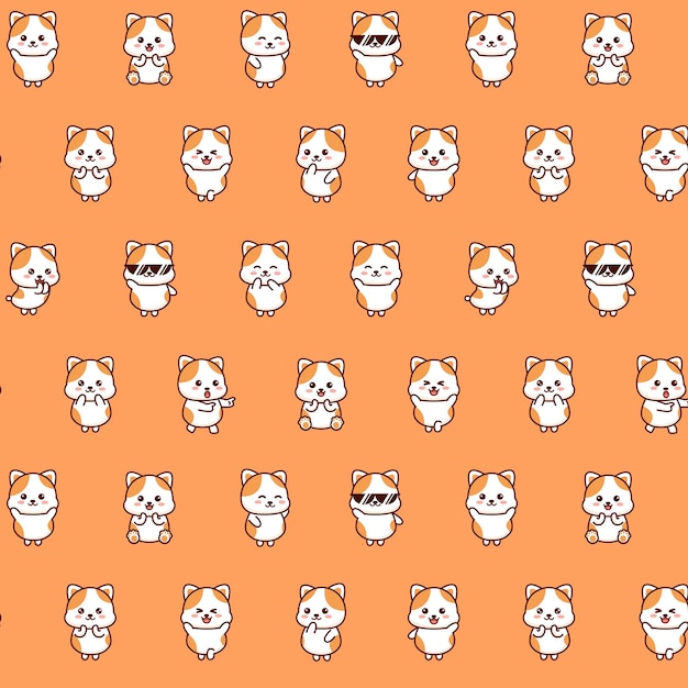 Cute little cat seamless pattern design Animal illustration