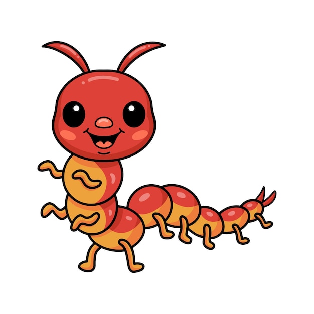 Cute little centipede cartoon character