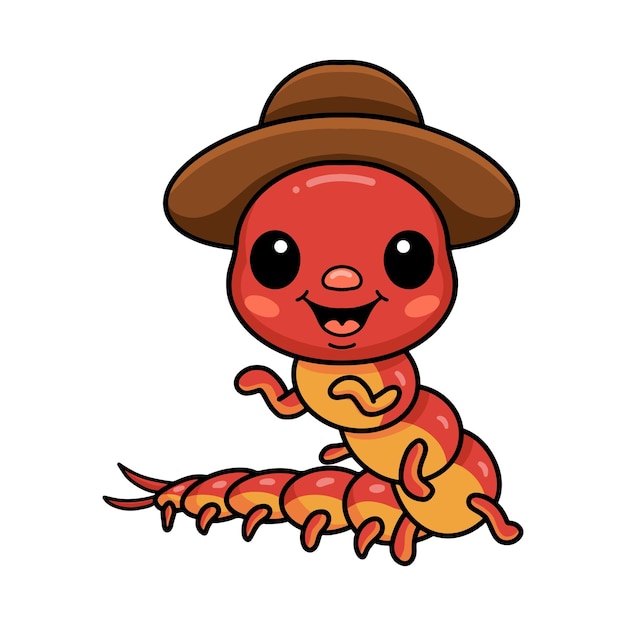 Cute little centipede cartoon character