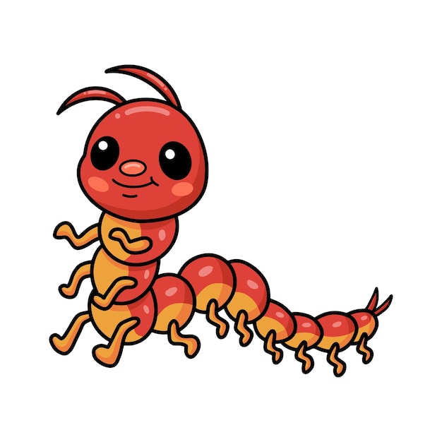 Cute little centipede cartoon character