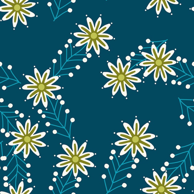 Cute little chamomile floral ornament wallpaper aster flower seamless pattern