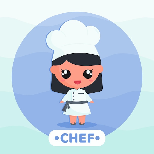 Cute little chef character cartoon illustration