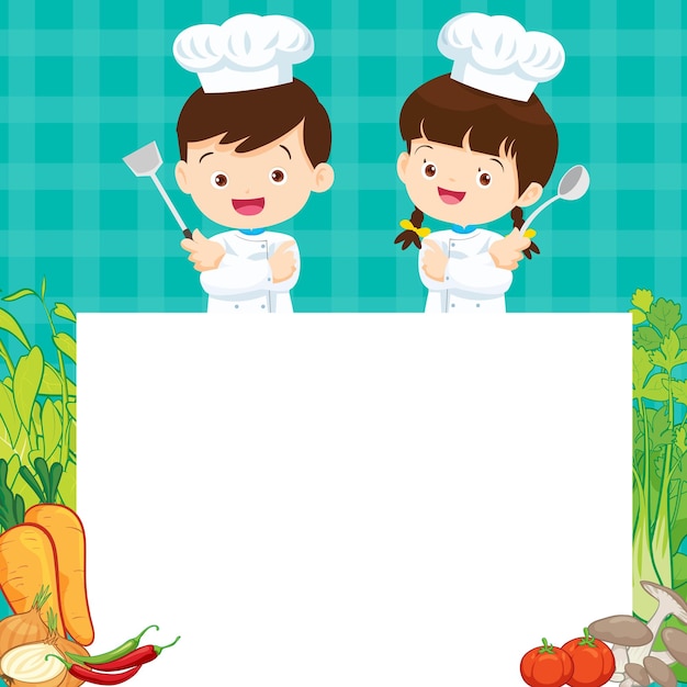 Cute little chef cooking meal menu 44