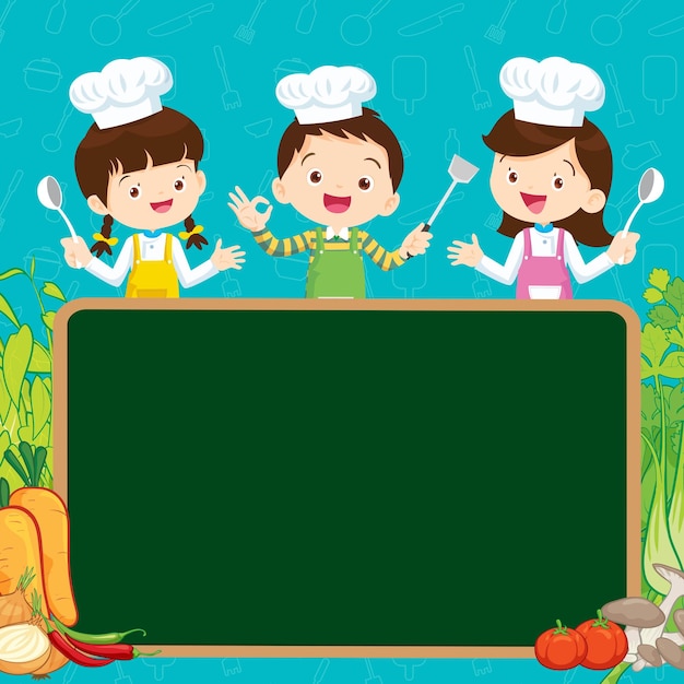 Cute little chef cooking meal menu 67