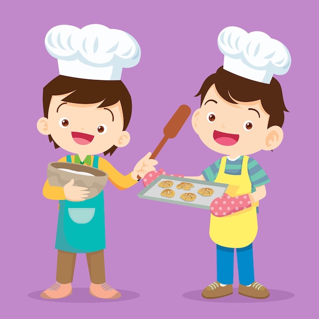 Cute little chef kids bake cookies 16