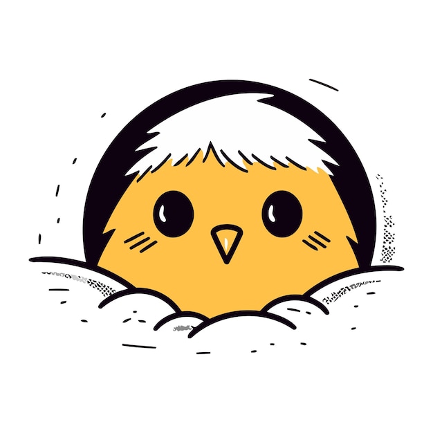 Cute little chick in the nest Hand drawn vector illustration