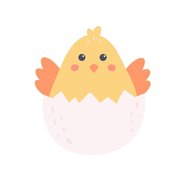 Vector cute little chicken easter character hand drawn vector illustration