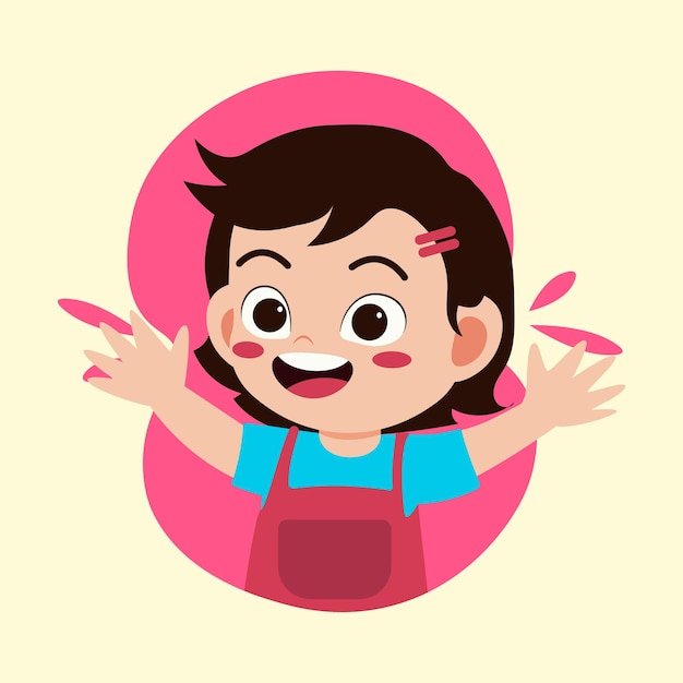 사랑스러운 작은 아이들이 웃고 있습니다. 색 배경에 있는 터 만화 소년과 소녀입니다.