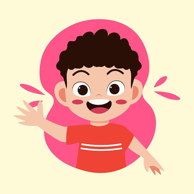 Vector cute little children smiling vector cartoon boy and girl on white background