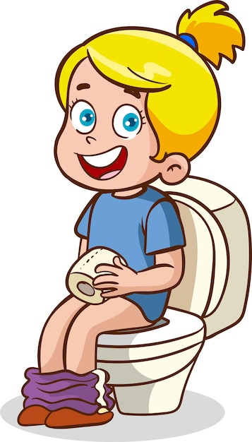 cute little children toileting vector illustration