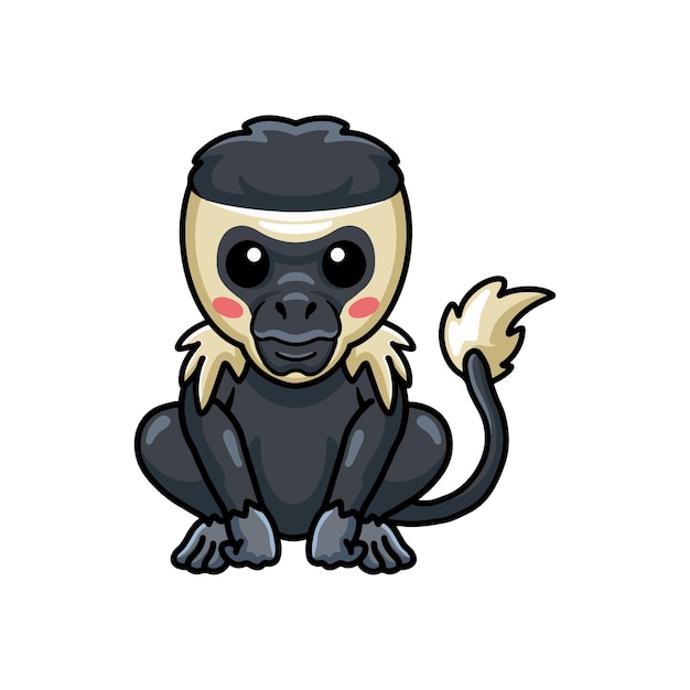 Cute little colobus monkey cartoon sitting