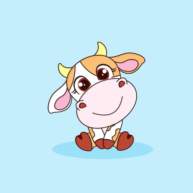 Cute little cow animal nature icon concept isolated