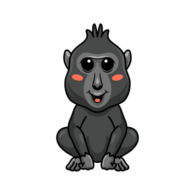Simpatico cartone animato di macaco nero crestato