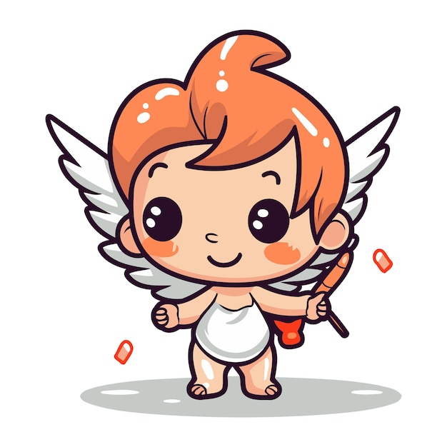 Vector cute little cupid with wings vector cartoon character illustration