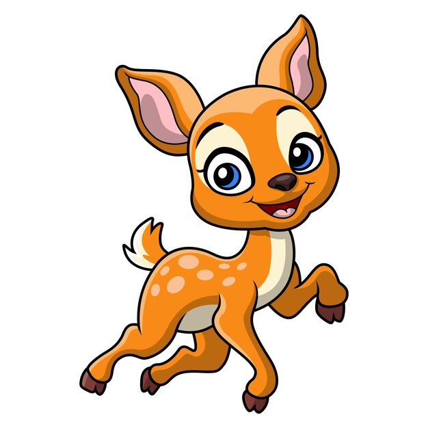 Cute little deer cartoon on white background