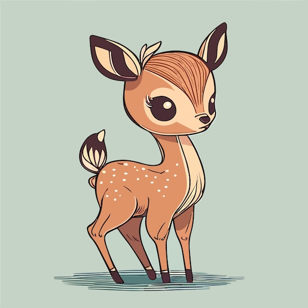 A cute little deer with a blue background