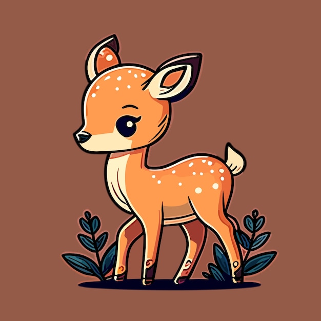 A cute little deer with a brown background