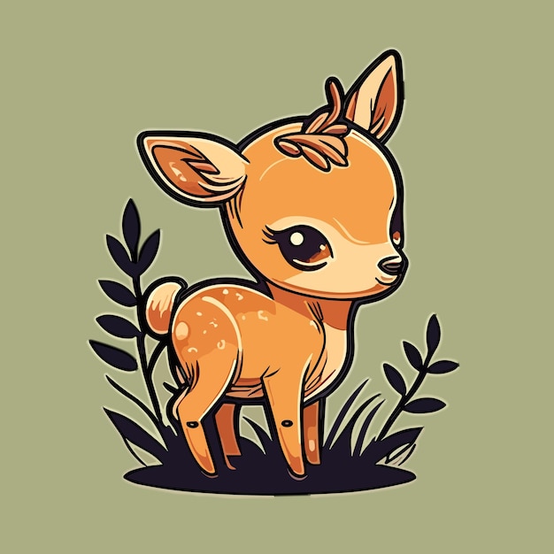 A cute little deer with a green background