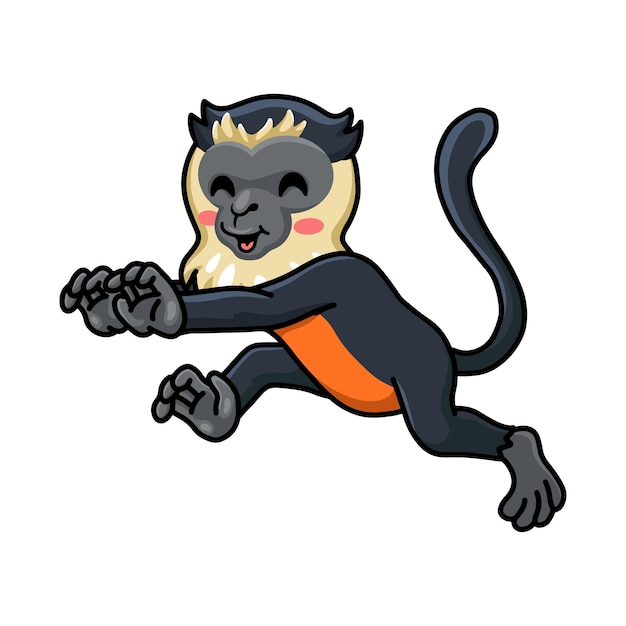 Vector cute little diana monkey cartoon running