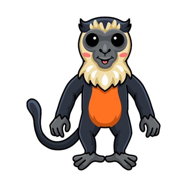 Cute little diana monkey cartoon standing