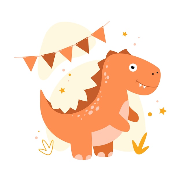 Милая маленькая векторная иллюстрация динозавра