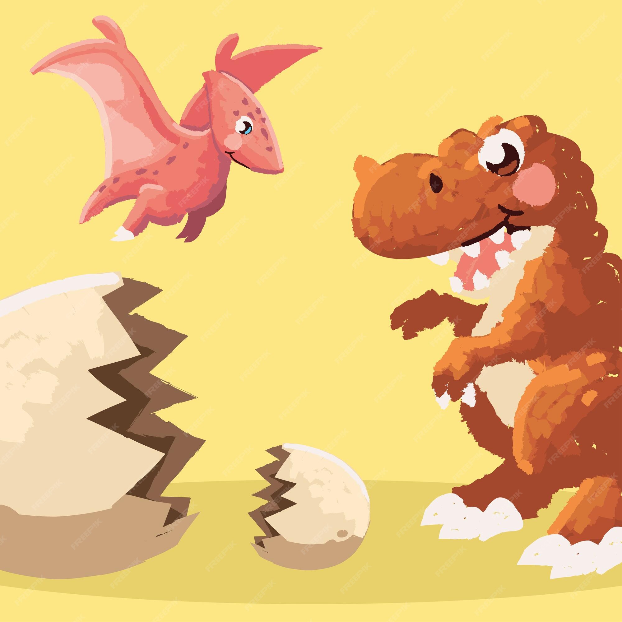 Premium Vector  Cute little dinosaur playing with butterflies