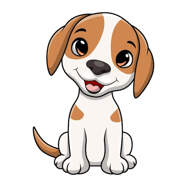 白い背景の上のかわいい犬の漫画